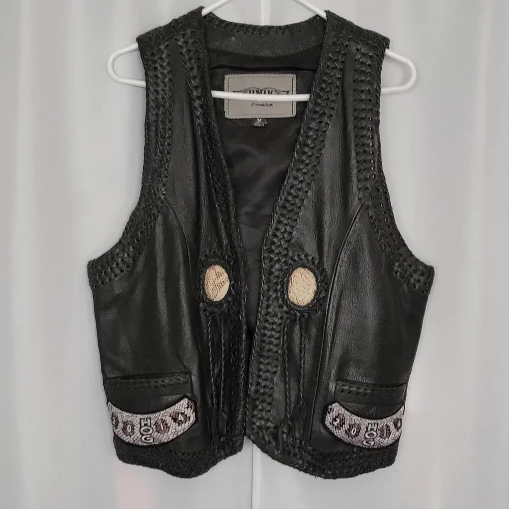 Men's Black leather vest